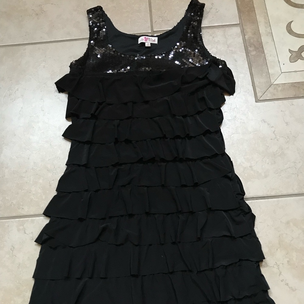 As u wish Dillard’s black ruffle sequin dress